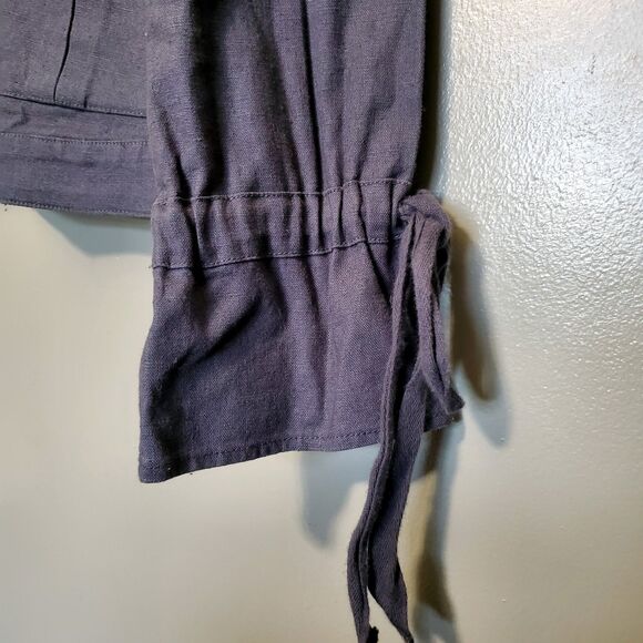 Caslon Linen Blend Jacket Size Small Gray Snap Button Pockets Light Utility - Picture 8 of 10